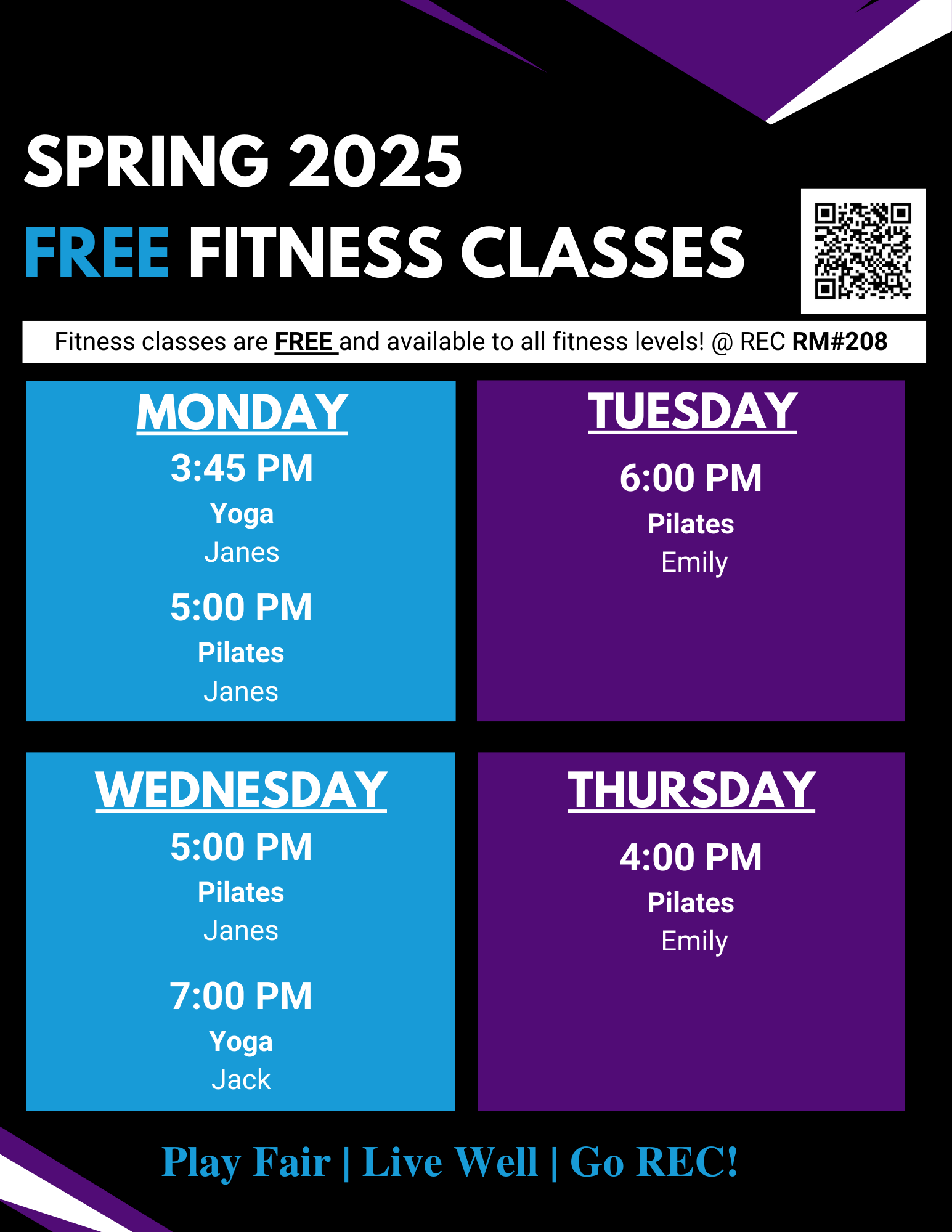 Spring 2025 Free Fitness Classes