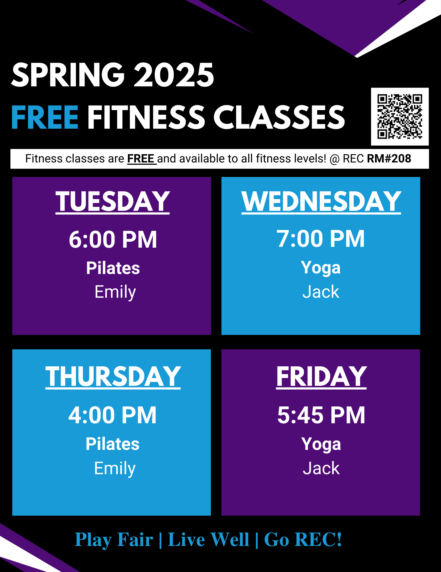 Spring Fitness Class Schedule